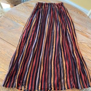 F STUDIO striped elastic waist front button skirt